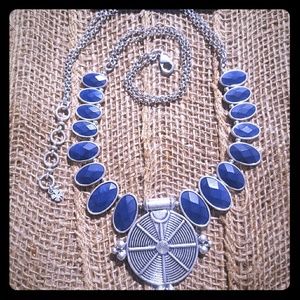 Lucky Brand chunky silver & lapis neclklace