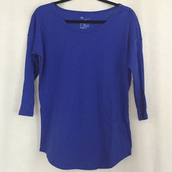 NWOT Royal Blue GAP 3/4 Sleeve Top - Picture 2 of 4