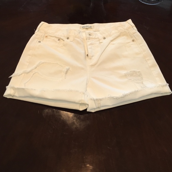 Distressed White Madewell Jean Shorts