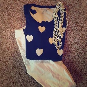 Banana Republic 3/4 lightweight heart sweater