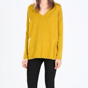 Zara Oversized V Neck Sweater - Mustard Yellow
