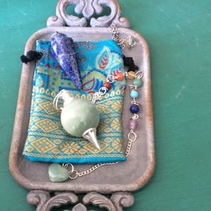 Adventurine sphere bracelet/pendant/pendulum combo