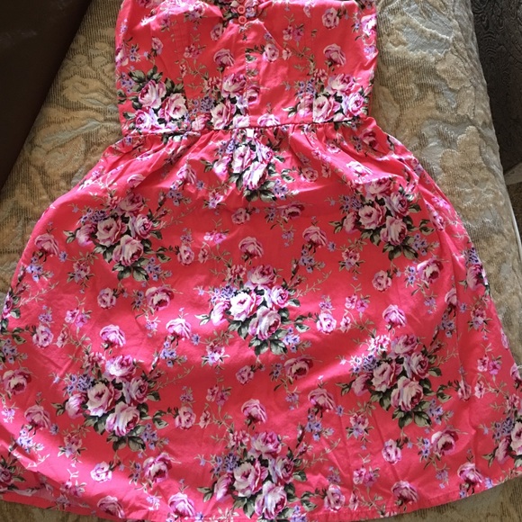 xhilaration pink floral dress Xhilaration Pink Floral Shirt Dress size XS Sleeveless Collar Button Front