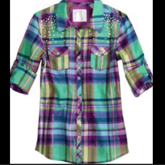 Justice plaid long sleeve shirt