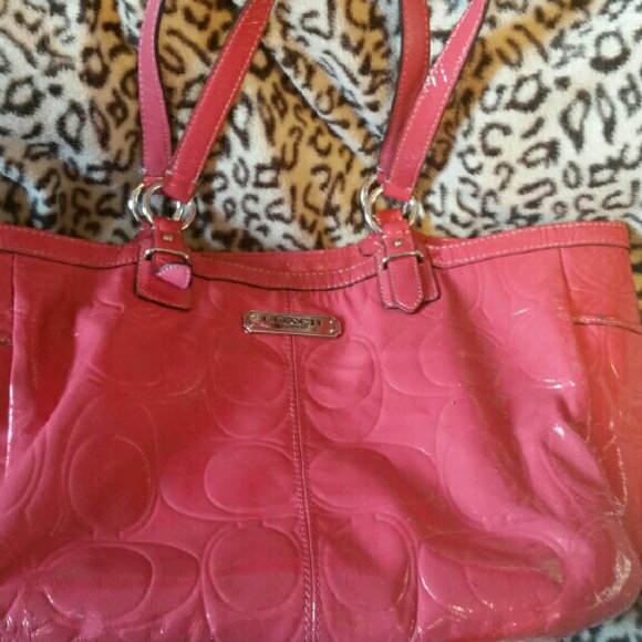 Pink leather coach bag