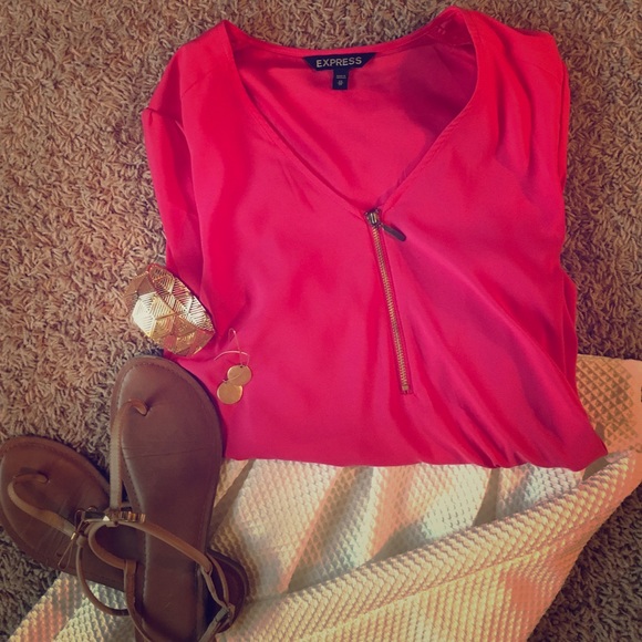 Express 3/4 Length Pink Dress Shirt