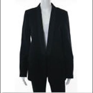 Zara Long Open Front Tuxedo Style Blazer - Black