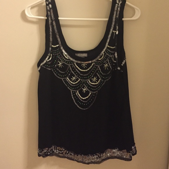 Angie sequin detail black tank, small