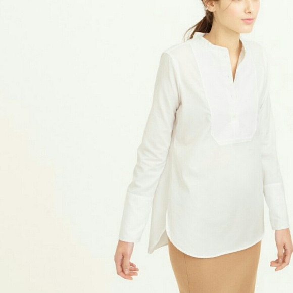 JCREW Piqu? bib shirt WHITE