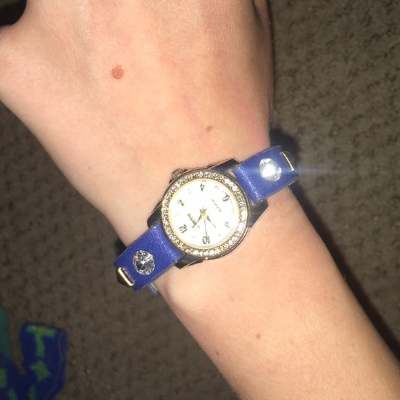 Blue Stud/Rhinestone Watch