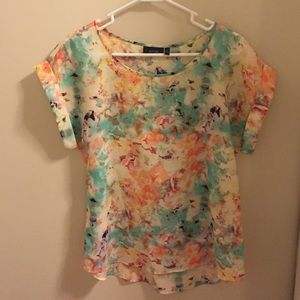 Apt. 9 Watercolor Cuffed Sleeve Blouse, S