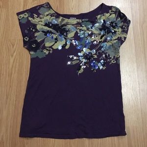 Express- Shirt Sleeve Purple Sparkled Shirt