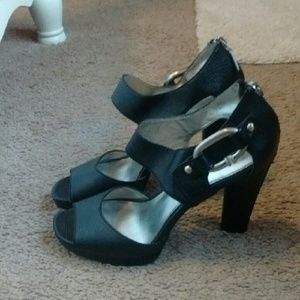 Black leather Calvin Klein heels