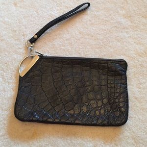 Black faux reptile print wristlet!