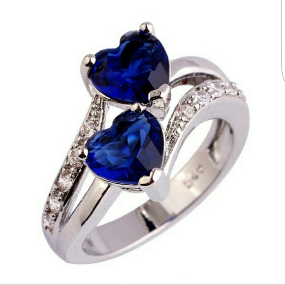*sale*2 hearts ring blue size 8