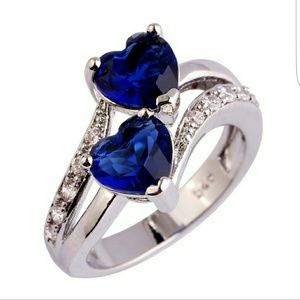 *sale*2 hearts ring blue size 8