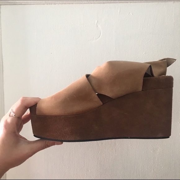 Jeffrey Campbell tan leather/suede wedges
