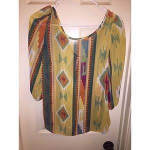 Aztec print 3/4 sleeve top