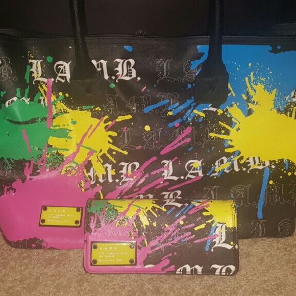 L.a.m.b by gewn stefani graffiti tote handbag