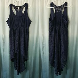 Navy High Low Lace Dress