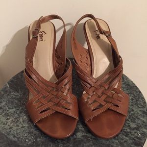Brown Criss Cross Design Heels