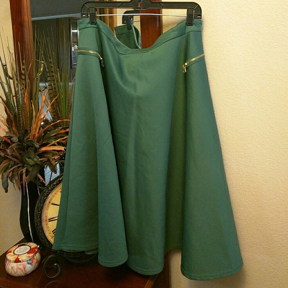 ❌SOLD❌ Eloquii Scuba Midi Skirt - Fern