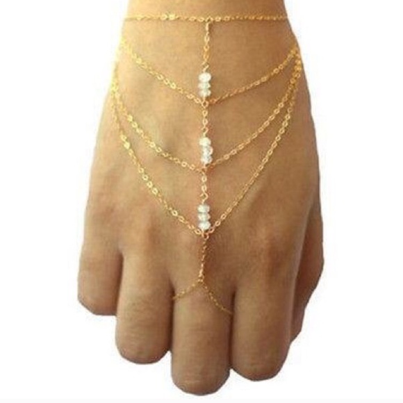 Gold & Stone Hand Chain - Picture 2 of 2