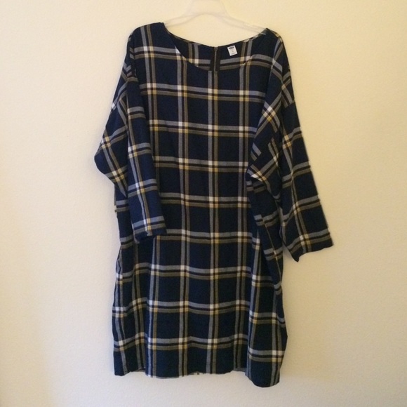 Blue/yellow/white plaid dress