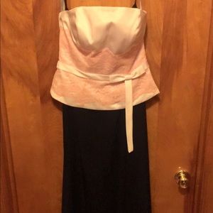 2 piece strapless bridesmaids gown