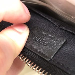 Fendi Karlito Collection Zip Leather & Fur Pouch