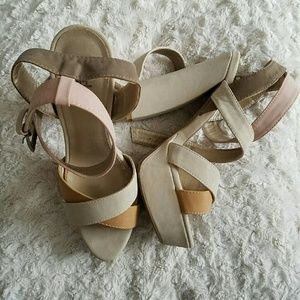 Strappy platform chunky heels