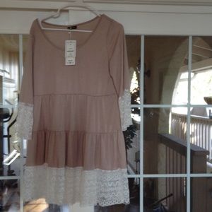 Baby doll crochet sleeve and bottom detailed dress