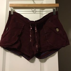 Free people frayed maroon cotton shorts