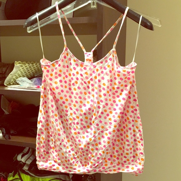 Pink and orange poka dot tank