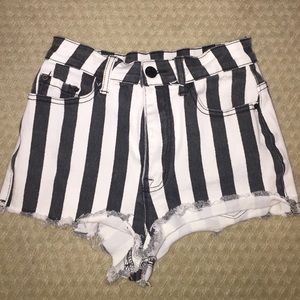 black and white stripped high waisted shorts 27