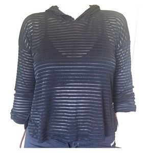 Forever 21 black cropped sheer hoodie