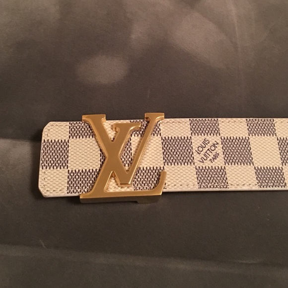 Louis Vuitton White Azur Damier Belt 100/40