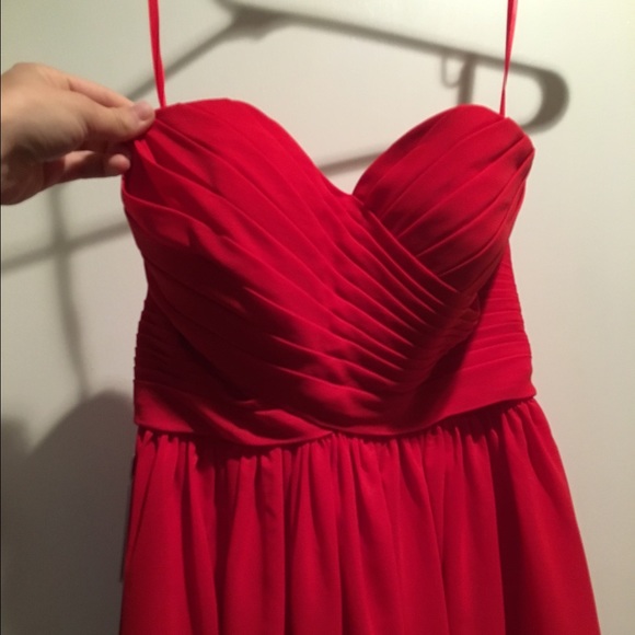 Red, Strapless, Prom Dress, Zip Back