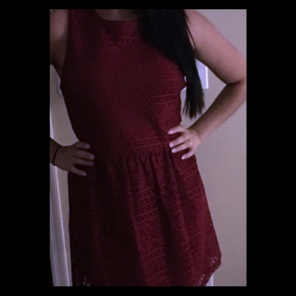 Maroon crotchet dress