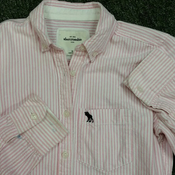 THRED UP. Abercrombie Kid's Pink Stripe Button Up - Picture 2 of 4