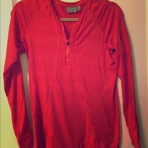 Red Athleta half-zip pullover