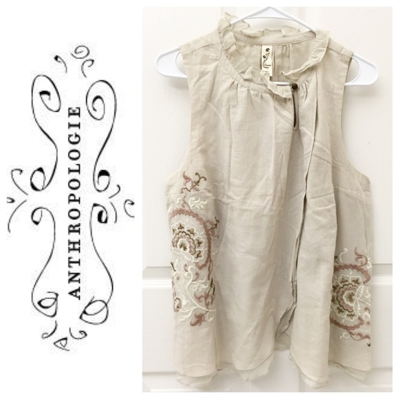 Anthropologie Floreat Embroidered Swing Top