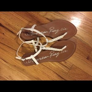 Never worn! White braided sandals