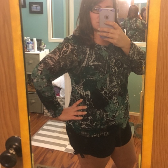 CJ Banks lace top.  See thru sleeves. Size X