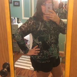 CJ Banks lace top.  See thru sleeves. Size X