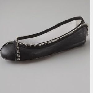 Joe's Jeans Black Leather Stella Ii Zipper Flats