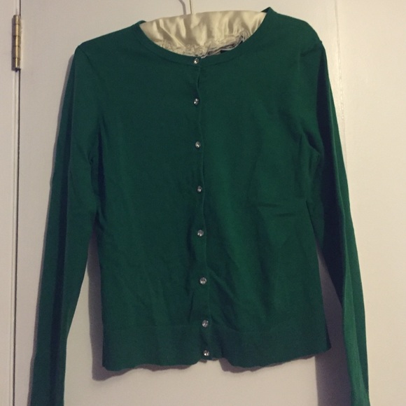 Kelly Green cardigan sweater.