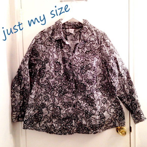 Just My Size Long Sleeve Cotton Blouse