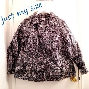 Just My Size Long Sleeve Cotton Blouse
