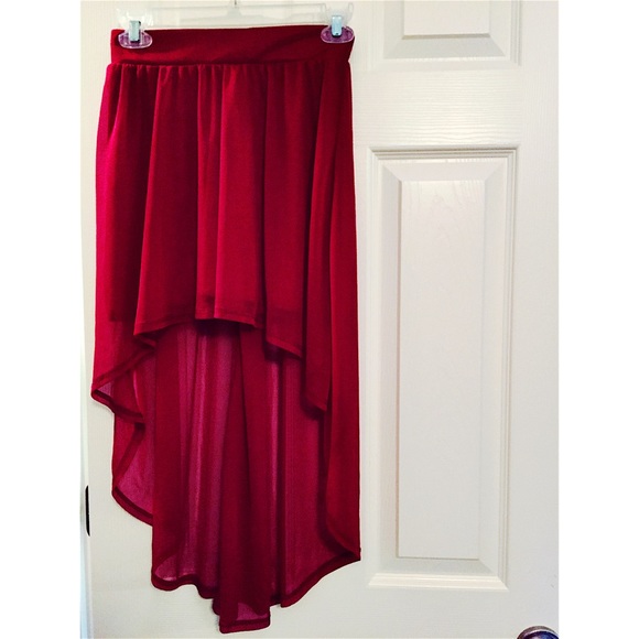High low red skirt.